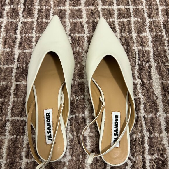Jil Sander Sling Back Cream Flats - Picture 3 of 5